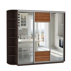 Шкаф-купе комбинированный с зеркалом трехдверный Венге магия