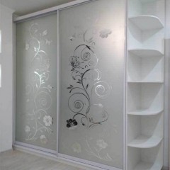 Шкаф-купе Орнамент + открытый терминал белый