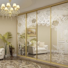 Шкаф-купе Барокко встроенный золото
