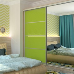 Шкаф-купе Антио с зеркалом зеленый