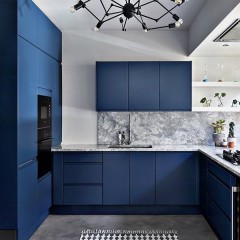 Синяя кухня Тэч П-образная