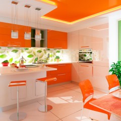 Кухня оранжевого цвета Лиана
