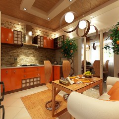 Кухня оранжевого цвета Брианна