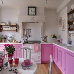 Розовая кухня Сканди угловая