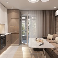 Кухня цвета кофе с молоком Маланья