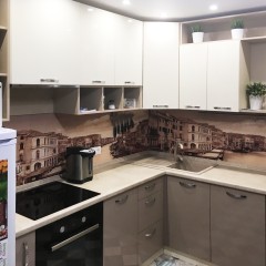 Кухня цвета кофе с молоком Мина