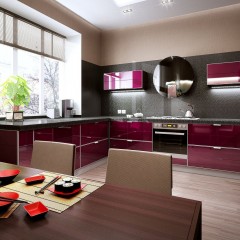 Кухня вишневого цвета Каролина