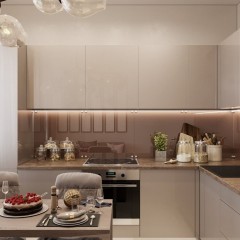 Кухня цвета кофе с молоком Делия