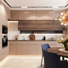 Бежевая кухня Латте Дерево