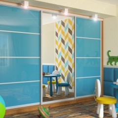 Шкаф-купе для мальчиков Леон голубой