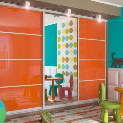 Шкаф-купе для девочек Леон оранжевый