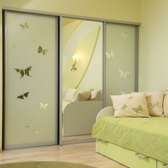 Шкаф-купе для девочек бабочки матовое стекло