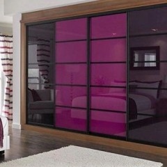 Шкаф-купе Встроенный черный / фуксия