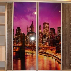 Шкаф-купе фуксия фотопечать Сити