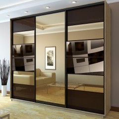 Шкаф-купе цвет шоколад Алмаз с фотопечатью