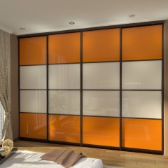 Шкаф-купе оранжевый Клаус встроенный