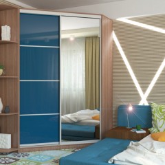 Шкаф-купе по индивидуальным размерам Коронат голубой