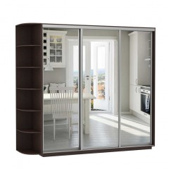 Шкаф-купе с зеркалом Венге темный